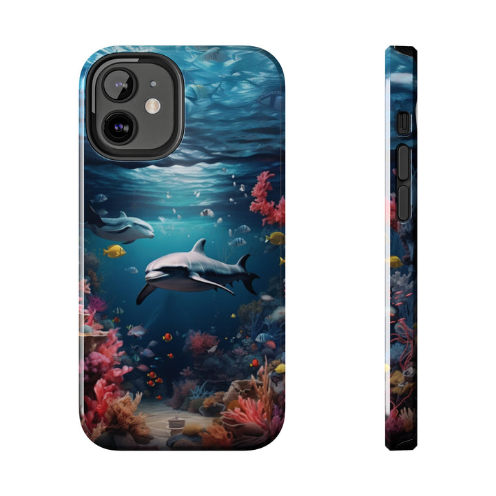 Dolphin in Ocean Tough iPhone Cases - Madee's Boutique Phone Case Print On Demand Partners Accessories aesthetic mobile coveraesthetic phone casesiPhone 12 Mini