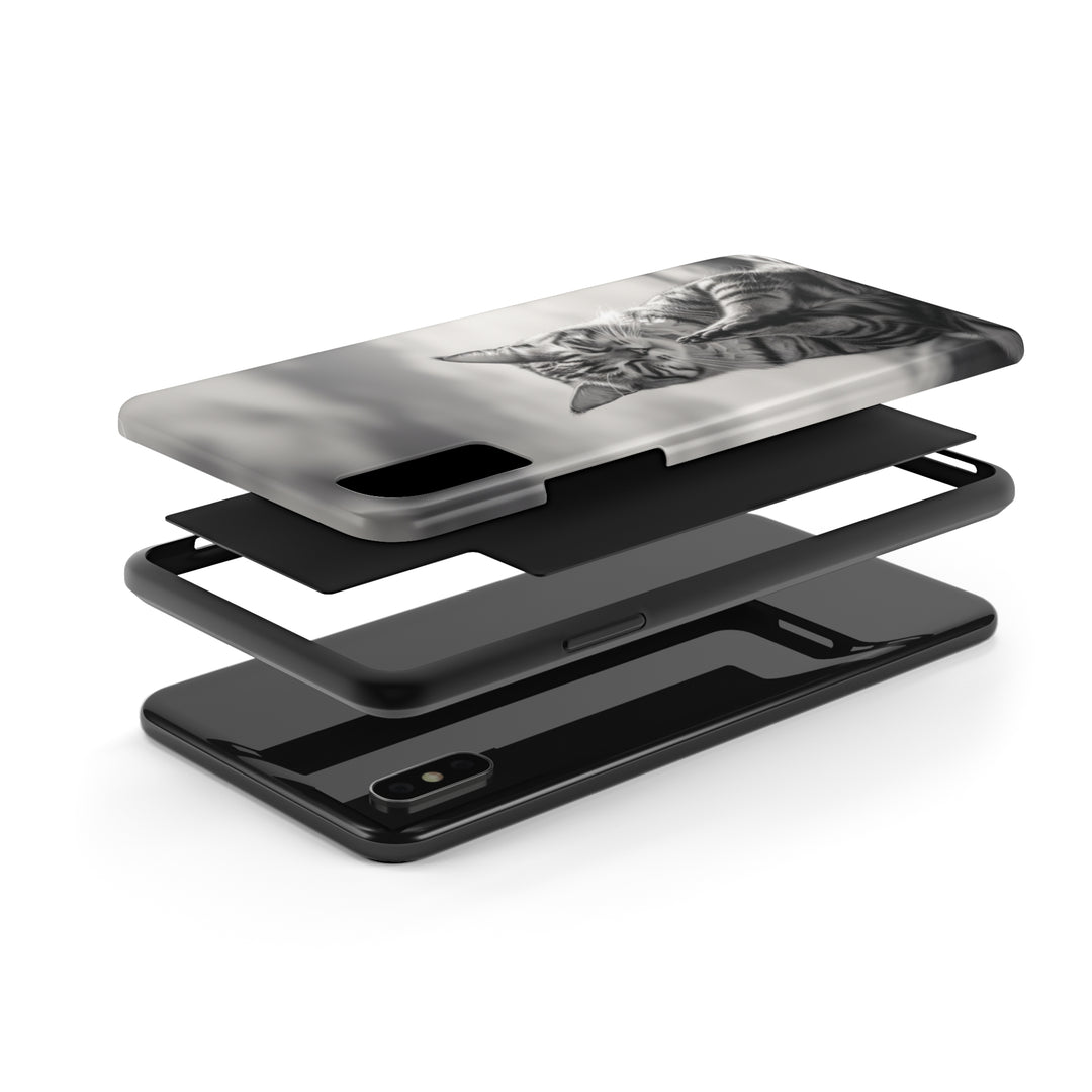 Meditation Cat Black and White Tough iPhone Cases MADEE'S EXCLUSIVES - Madee's Boutique Phone Case Printify Accessories aesthetic mobile coveraesthetic phone casesiPhone 12 Mini