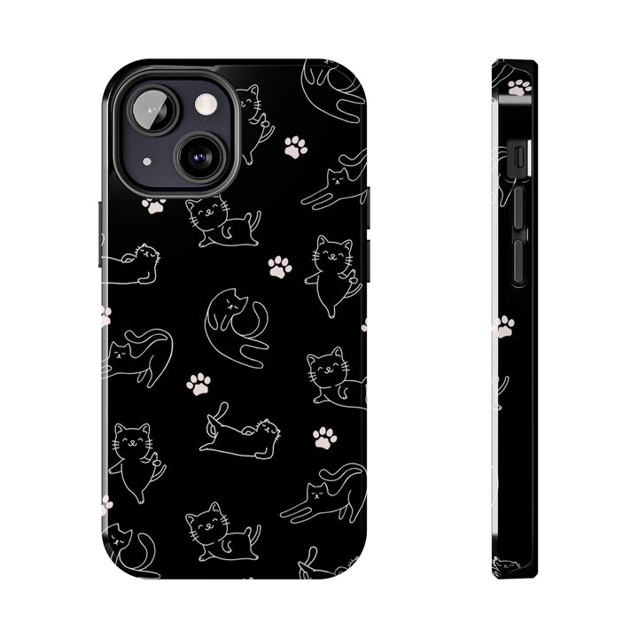 Yoga Cat Black and White Tough iPhone Cases - Madee's Boutique Phone Case Printify Accessories aesthetic mobile coveraesthetic phone casesiPhone 13 Mini