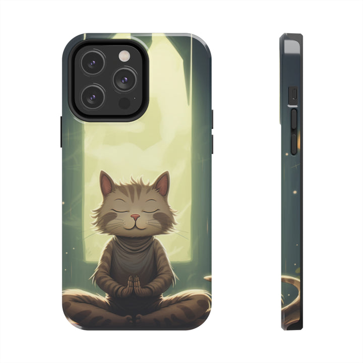 Grey Meditation Cat Tough iPhone Cases MADEE'S EXCLUSIVES - Madee's Boutique Phone Case Printify Accessories aesthetic mobile coveraesthetic phone casesiPhone 14 Pro Max