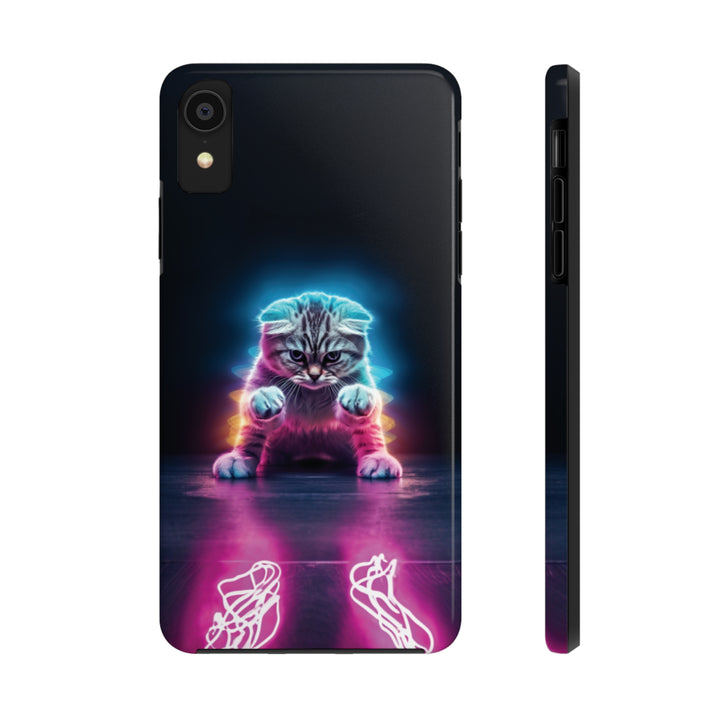 Pink Neon Cat Tough iPhone Cases MADEE'S EXCLUSIVES - Madee's Boutique Phone Case Printify Accessories aesthetic mobile coveraesthetic phone casesiPhone XR