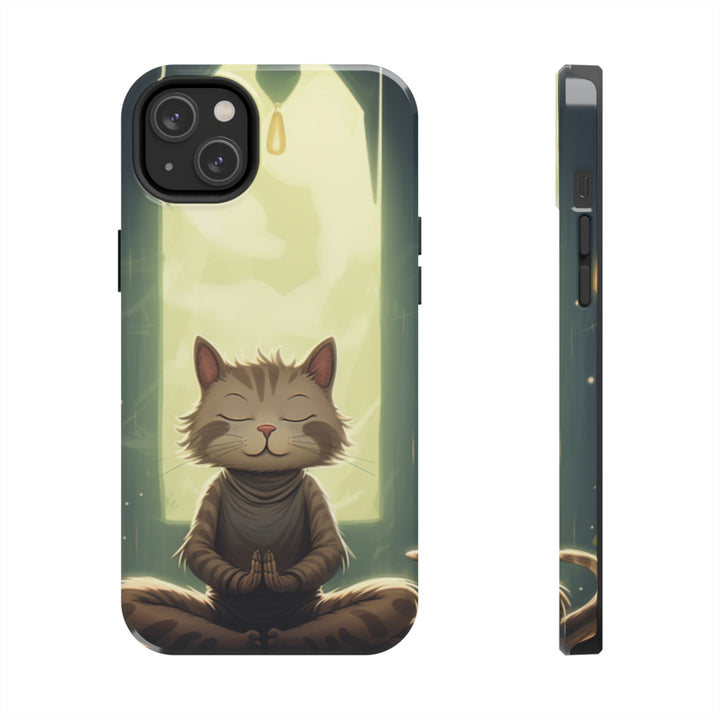 Grey Meditation Cat Tough iPhone Cases MADEE'S EXCLUSIVES - Madee's Boutique Phone Case Printify Accessories aesthetic mobile coveraesthetic phone casesiPhone 14 Plus
