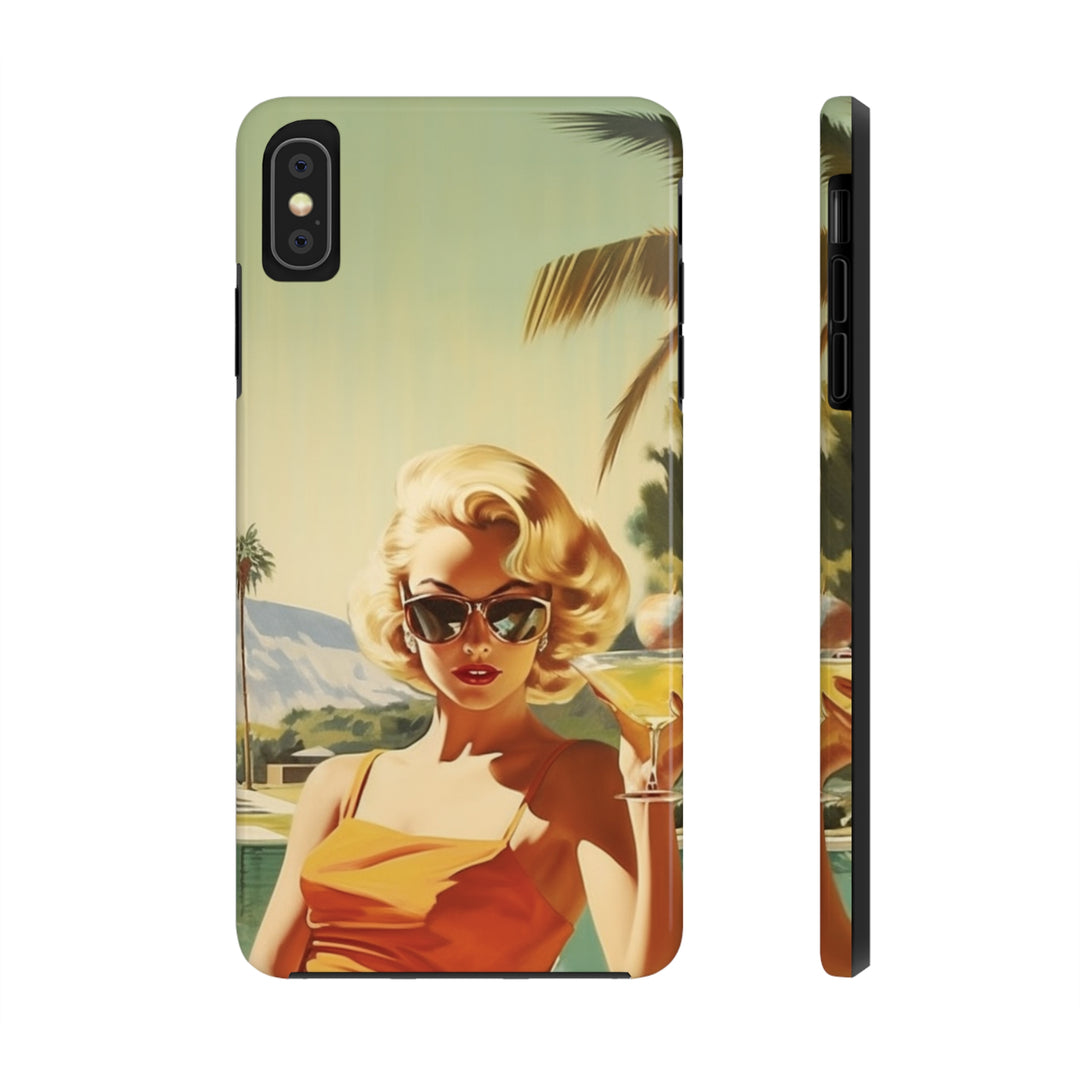 Girl and Drink Palm Spring Tough iPhone Cases Mid Century MADEE'S EXCLUSIVES - Madee's Boutique Phone Case Printify Accessories aesthetic mobile coveraesthetic phone casesiPhone XS MAX