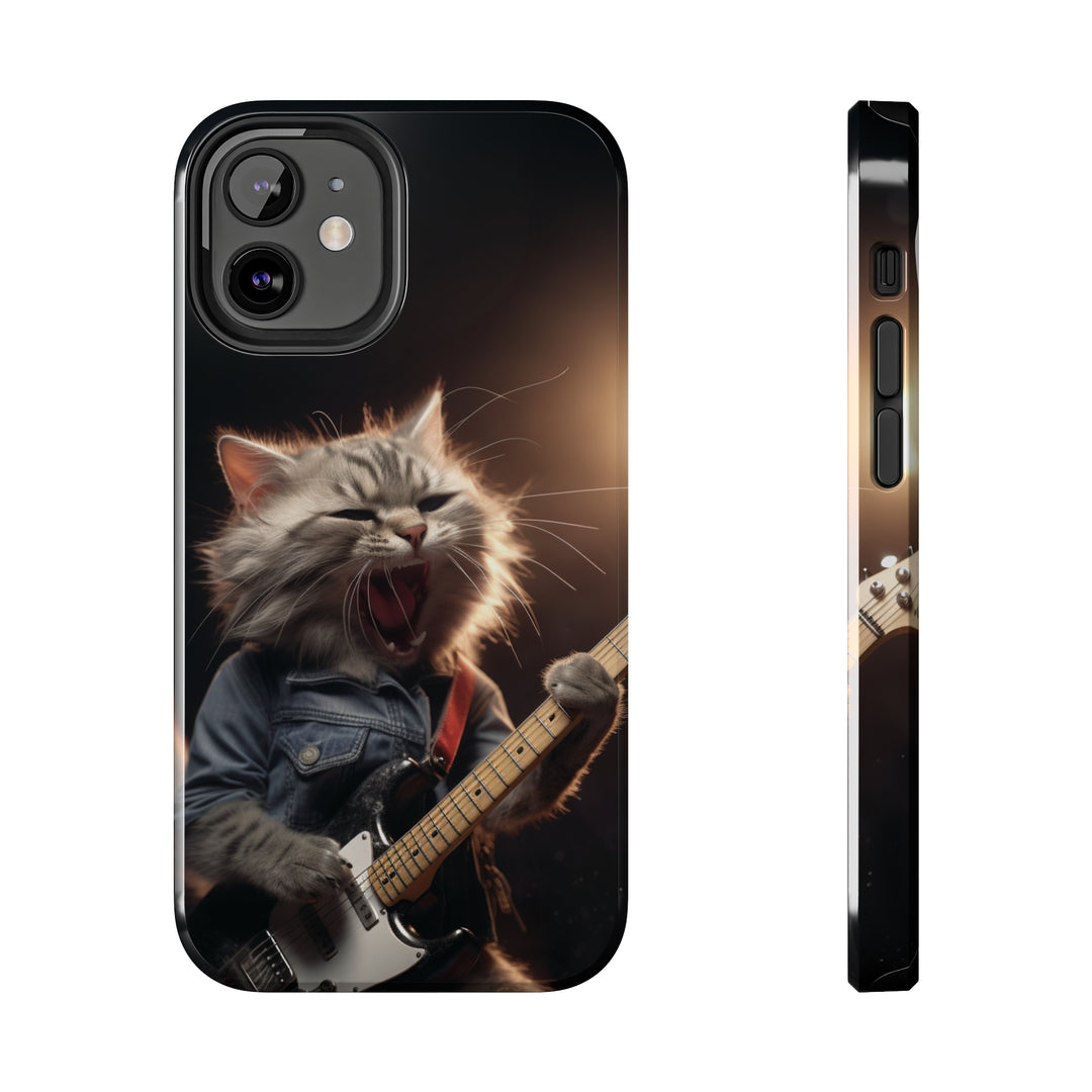 Cool Cat Playing Guitar Music Tough Phone Cases MADEE'S EXCLUSIVES - Madee's Boutique Phone Case Print On Demand Partners Accessories aesthetic mobile coveraesthetic phone casesiPhone 12 Mini