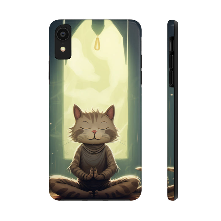 Grey Meditation Cat Tough iPhone Cases MADEE'S EXCLUSIVES - Madee's Boutique Phone Case Printify Accessories aesthetic mobile coveraesthetic phone casesiPhone XR