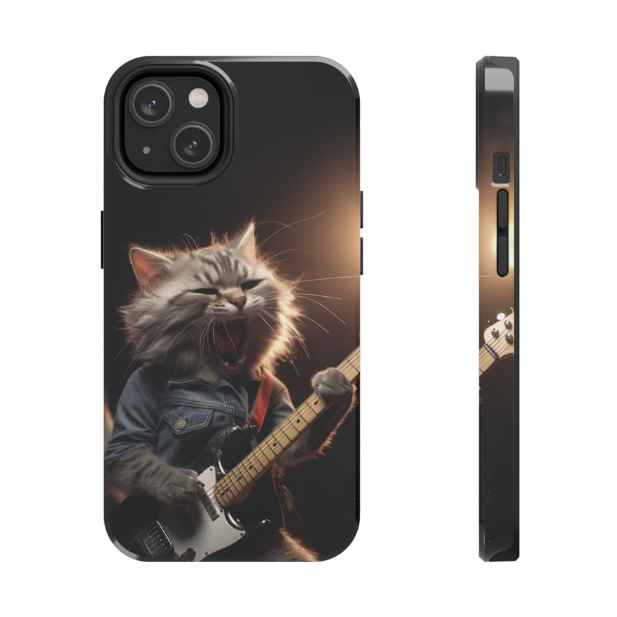 Cool Cat Playing Guitar Music Tough Phone Cases MADEE'S EXCLUSIVES - Madee's Boutique Phone Case Print On Demand Partners Accessories aesthetic mobile coveraesthetic phone casesiPhone 14