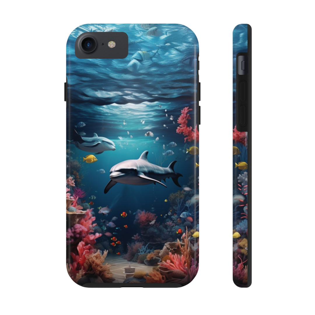 Dolphin in Ocean Tough iPhone Cases - Madee's Boutique Phone Case Print On Demand Partners Accessories aesthetic mobile coveraesthetic phone casesiPhone 7, iPhone 8, iPhone SE