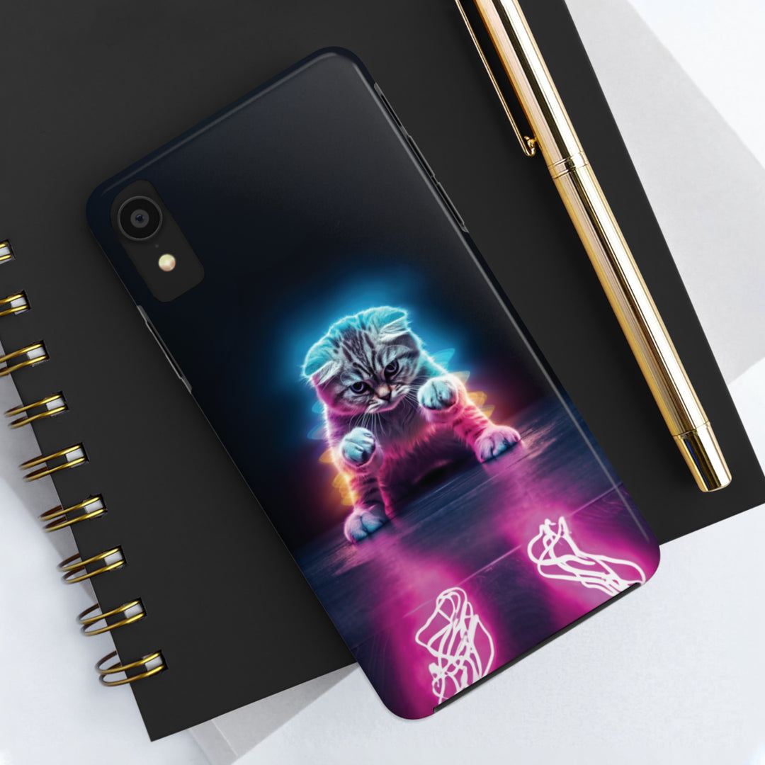Pink Neon Cat Tough iPhone Cases MADEE'S EXCLUSIVES - Madee's Boutique Phone Case Printify Accessories aesthetic mobile coveraesthetic phone casesiPhone 14
