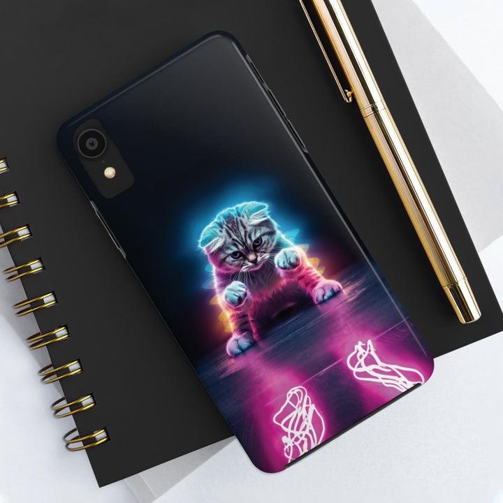 Pink Neon Cat Tough iPhone Cases MADEE'S EXCLUSIVES - Madee's Boutique Phone Case Printify Accessories aesthetic mobile coveraesthetic phone casesiPhone 14
