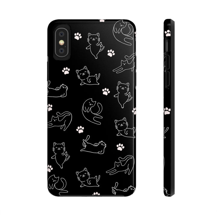 Yoga Cat Black and White Tough iPhone Cases - Madee's Boutique Phone Case Printify Accessories aesthetic mobile coveraesthetic phone casesiPhone XS