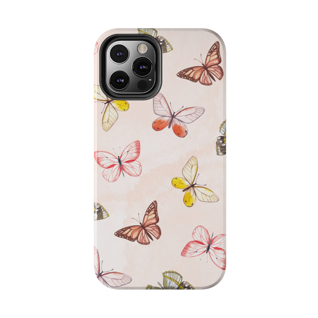 Pastel Pink Tough iPhone Cases with butterfly - Madee's Boutique Phone Case Printify Accessories Aesthetic Case IphoneAesthetic Case PhoneiPhone 12 Mini