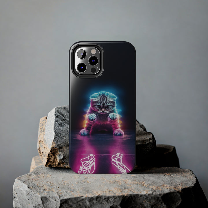 Pink Neon Cat Tough iPhone Cases MADEE'S EXCLUSIVES - Madee's Boutique Phone Case Printify Accessories aesthetic mobile coveraesthetic phone casesiPhone 14