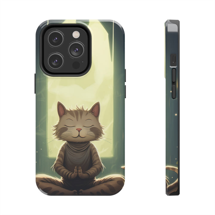Grey Meditation Cat Tough iPhone Cases MADEE'S EXCLUSIVES - Madee's Boutique Phone Case Printify Accessories aesthetic mobile coveraesthetic phone casesiPhone 14 Pro
