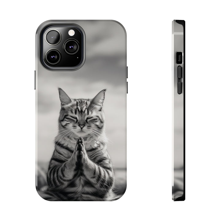 Meditation Cat Black and White Tough iPhone Cases MADEE'S EXCLUSIVES - Madee's Boutique Phone Case Printify Accessories aesthetic mobile coveraesthetic phone casesiPhone 13 Pro Max