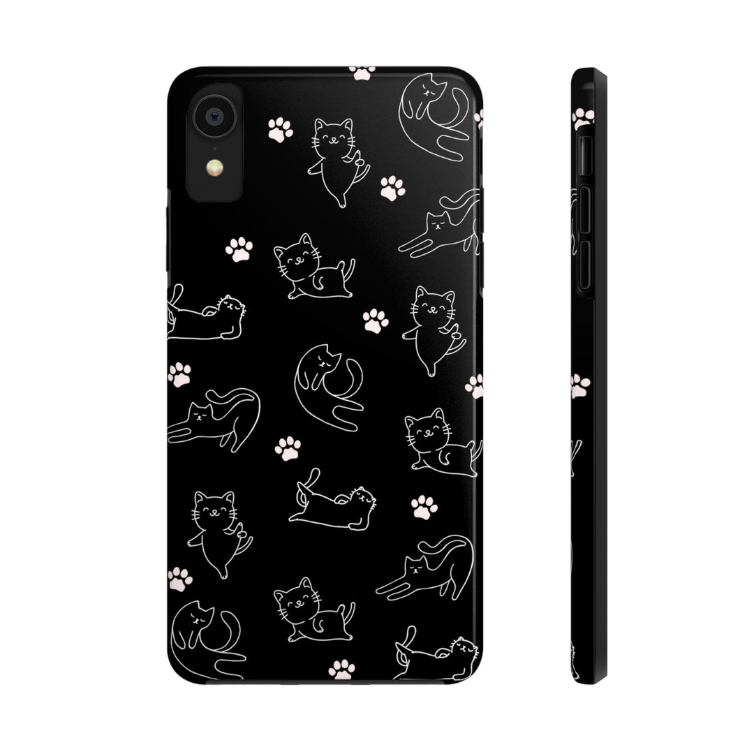 Yoga Cat Black and White Tough iPhone Cases - Madee's Boutique Phone Case Printify Accessories aesthetic mobile coveraesthetic phone casesiPhone XR