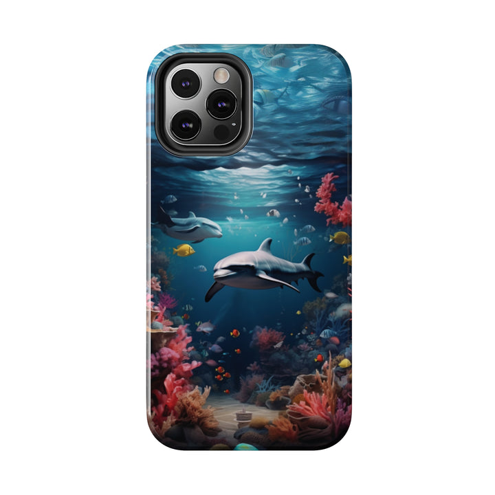 Dolphin in Ocean Tough iPhone Cases - Madee's Boutique Phone Case Print On Demand Partners Accessories aesthetic mobile coveraesthetic phone casesiPhone 12 Mini