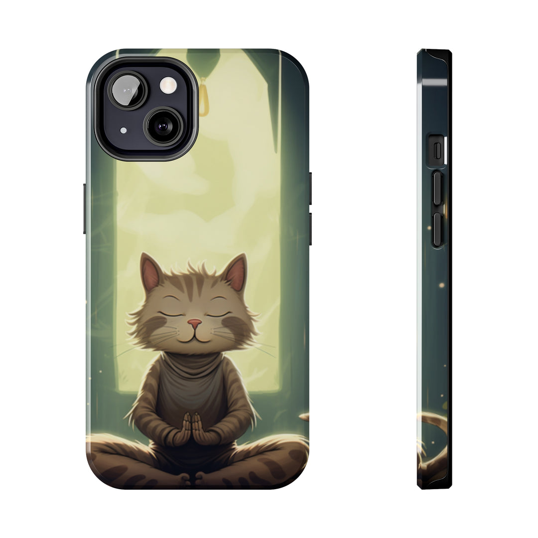 Grey Meditation Cat Tough iPhone Cases MADEE'S EXCLUSIVES - Madee's Boutique Phone Case Printify Accessories aesthetic mobile coveraesthetic phone casesiPhone 13