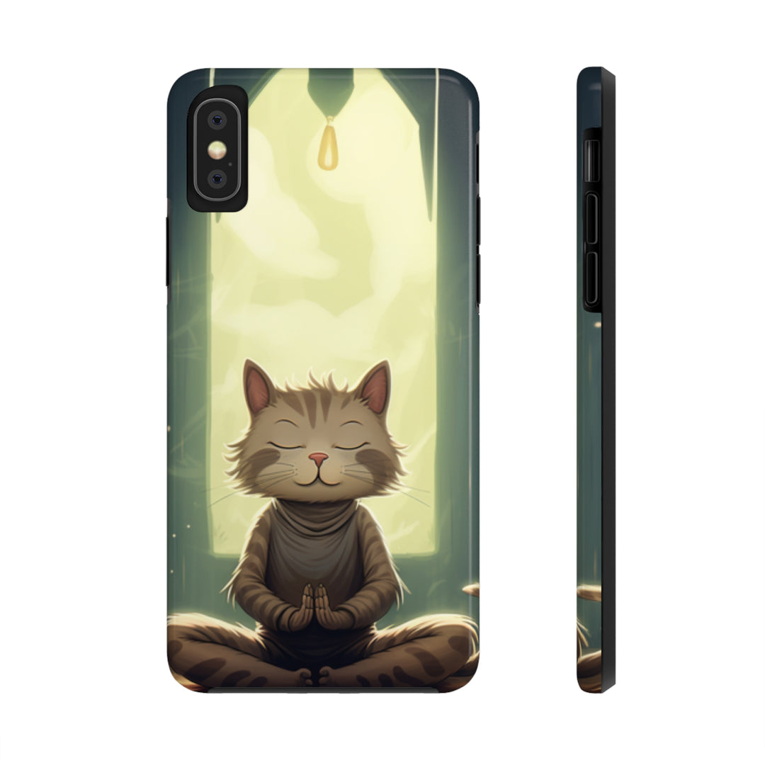 Grey Meditation Cat Tough iPhone Cases MADEE'S EXCLUSIVES - Madee's Boutique Phone Case Printify Accessories aesthetic mobile coveraesthetic phone casesiPhone XS