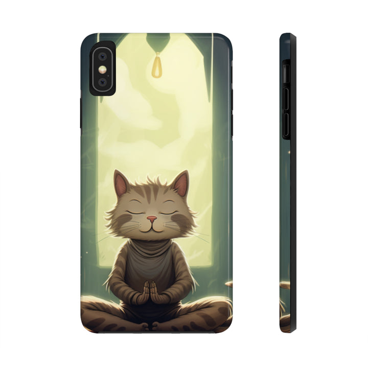 Grey Meditation Cat Tough iPhone Cases MADEE'S EXCLUSIVES - Madee's Boutique Phone Case Printify Accessories aesthetic mobile coveraesthetic phone casesiPhone XS MAX