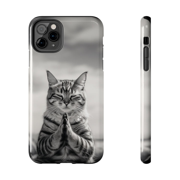 Meditation Cat Black and White Tough iPhone Cases MADEE'S EXCLUSIVES - Madee's Boutique Phone Case Printify Accessories aesthetic mobile coveraesthetic phone casesiPhone 11 Pro Max