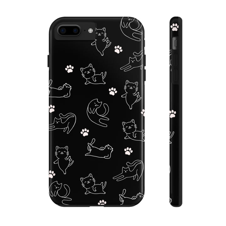 Yoga Cat Black and White Tough iPhone Cases - Madee's Boutique Phone Case Printify Accessories aesthetic mobile coveraesthetic phone casesiPhone 7 Plus, iPhone 8 Plus