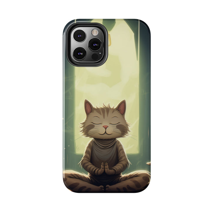 Grey Meditation Cat Tough iPhone Cases MADEE'S EXCLUSIVES - Madee's Boutique Phone Case Printify Accessories aesthetic mobile coveraesthetic phone casesiPhone 12 Mini