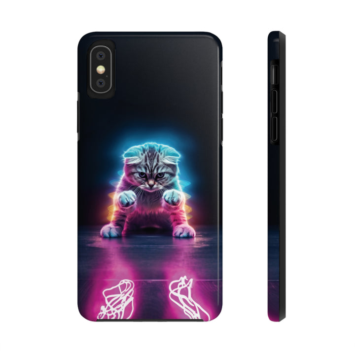 Pink Neon Cat Tough iPhone Cases MADEE'S EXCLUSIVES - Madee's Boutique Phone Case Printify Accessories aesthetic mobile coveraesthetic phone casesiPhone X