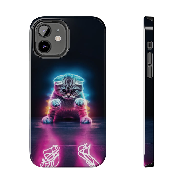 Pink Neon Cat Tough iPhone Cases MADEE'S EXCLUSIVES - Madee's Boutique Phone Case Printify Accessories aesthetic mobile coveraesthetic phone casesiPhone 12