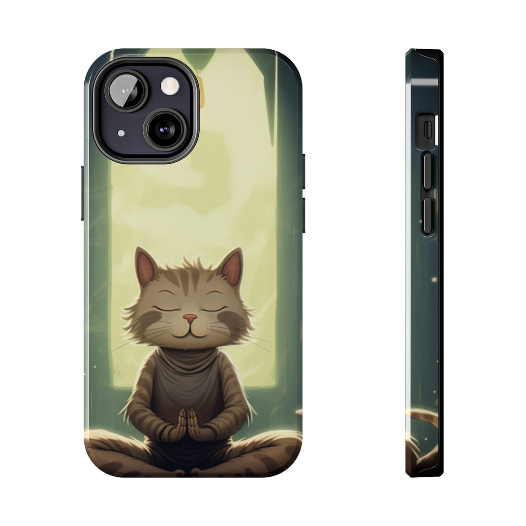 Grey Meditation Cat Tough iPhone Cases MADEE'S EXCLUSIVES - Madee's Boutique Phone Case Printify Accessories aesthetic mobile coveraesthetic phone casesiPhone 13 Mini