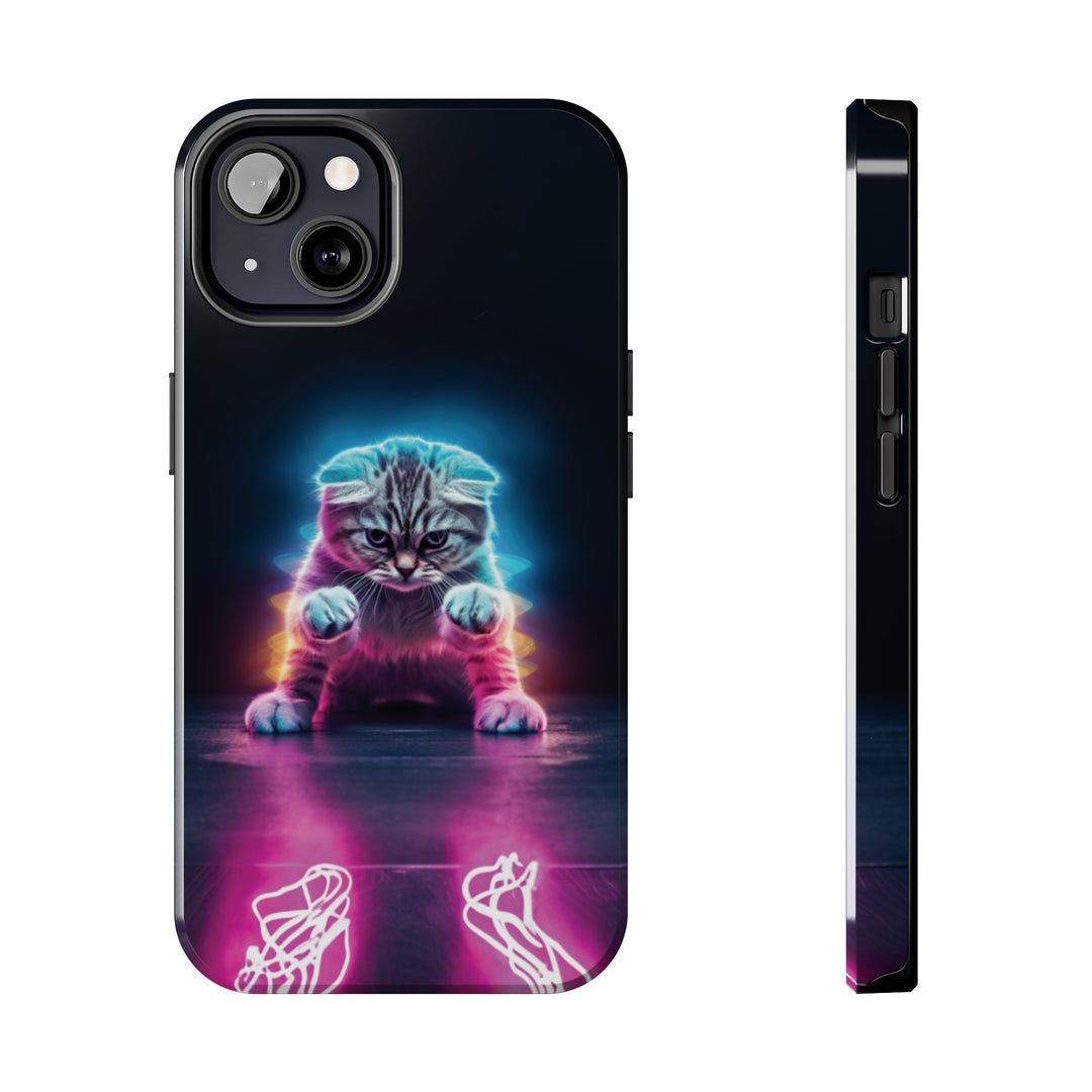Pink Neon Cat Tough iPhone Cases MADEE'S EXCLUSIVES - Madee's Boutique Phone Case Printify Accessories aesthetic mobile coveraesthetic phone casesiPhone 13