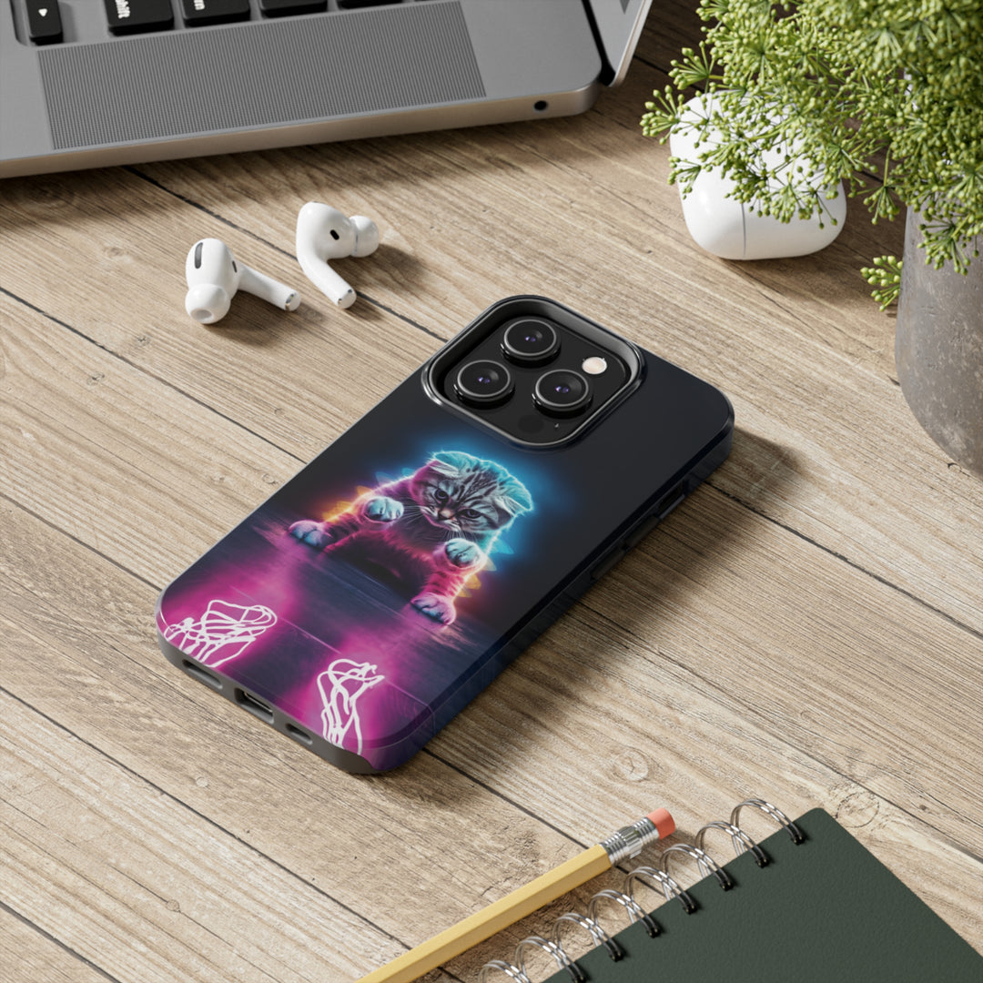 Pink Neon Cat Tough iPhone Cases MADEE'S EXCLUSIVES - Madee's Boutique Phone Case Printify Accessories aesthetic mobile coveraesthetic phone casesiPhone 14