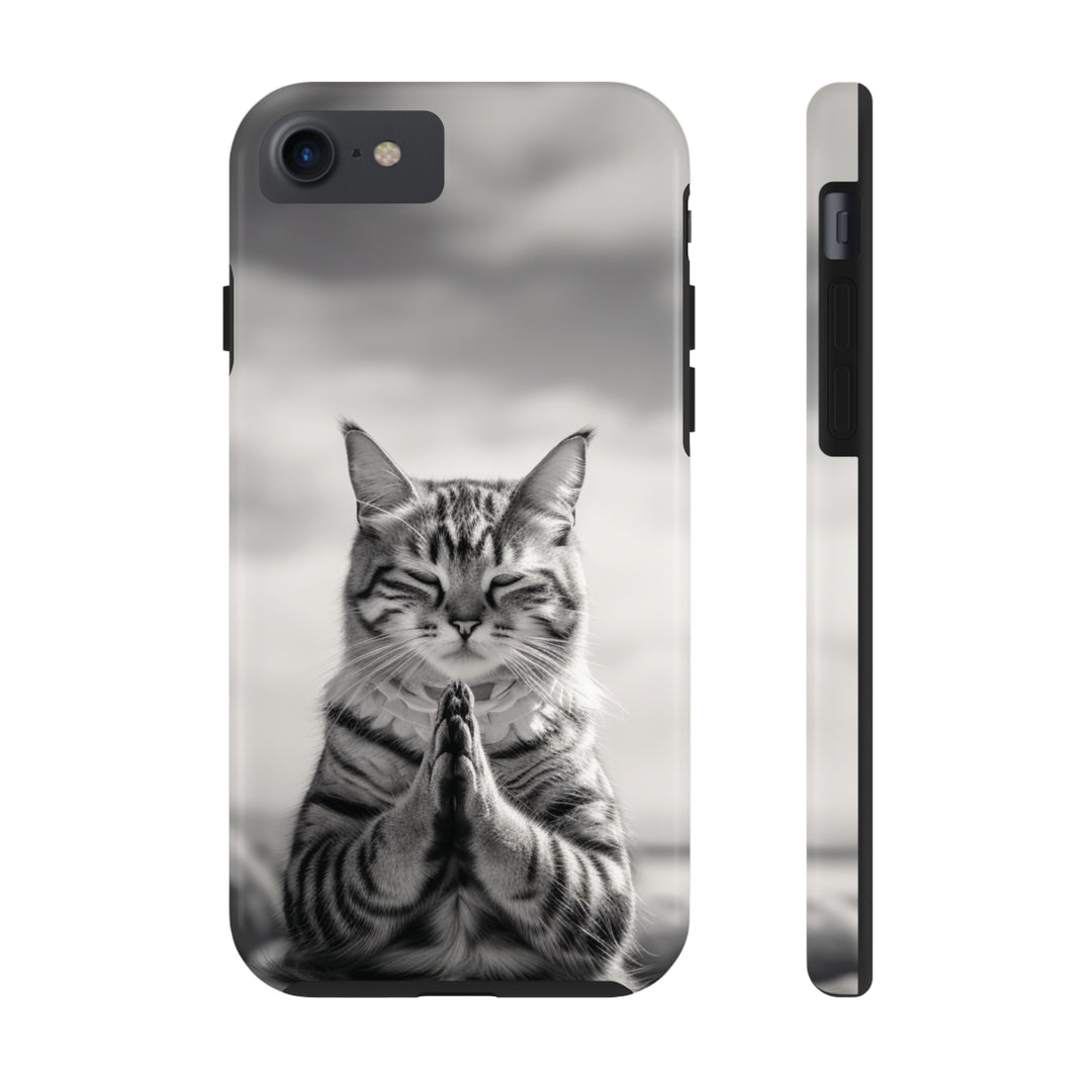 Meditation Cat Black and White Tough iPhone Cases MADEE'S EXCLUSIVES - Madee's Boutique Phone Case Printify Accessories aesthetic mobile coveraesthetic phone casesiPhone 7, iPhone 8, iPhone SE