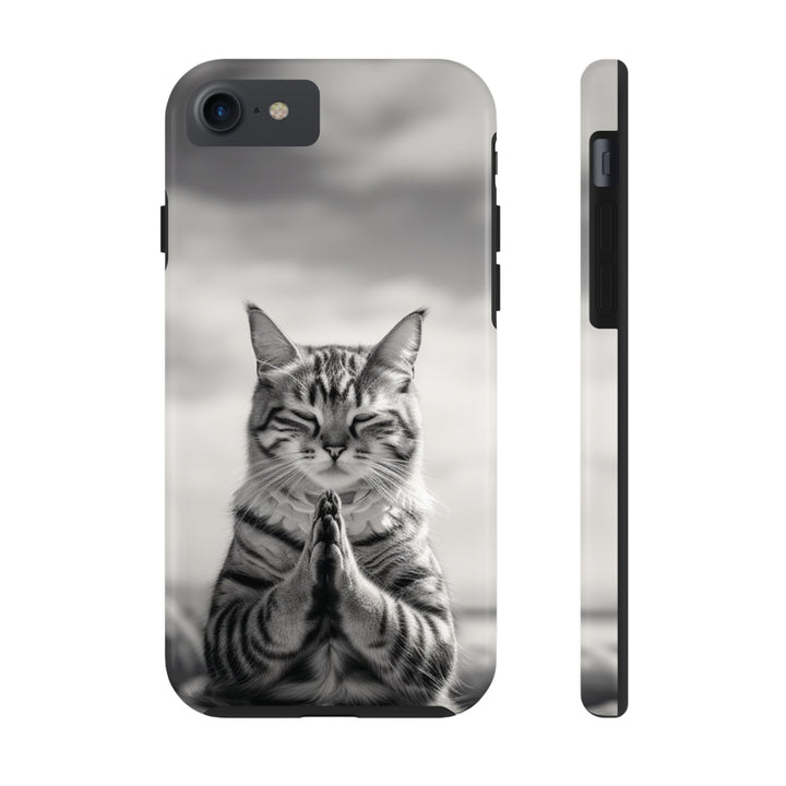 Meditation Cat Black and White Tough iPhone Cases MADEE'S EXCLUSIVES - Madee's Boutique Phone Case Printify Accessories aesthetic mobile coveraesthetic phone casesiPhone 7, iPhone 8, iPhone SE