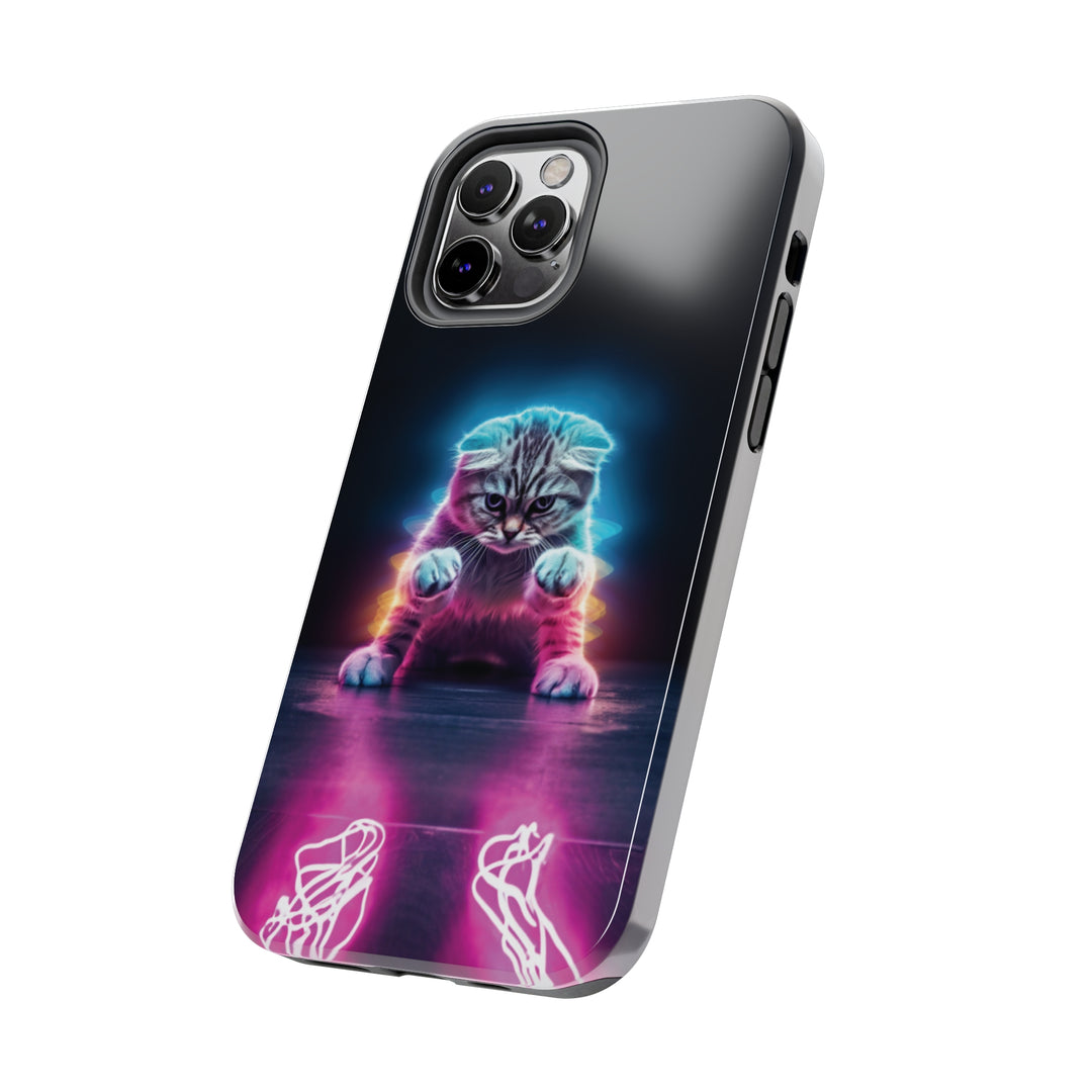 Pink Neon Cat Tough iPhone Cases MADEE'S EXCLUSIVES - Madee's Boutique Phone Case Printify Accessories aesthetic mobile coveraesthetic phone casesiPhone 12 Mini
