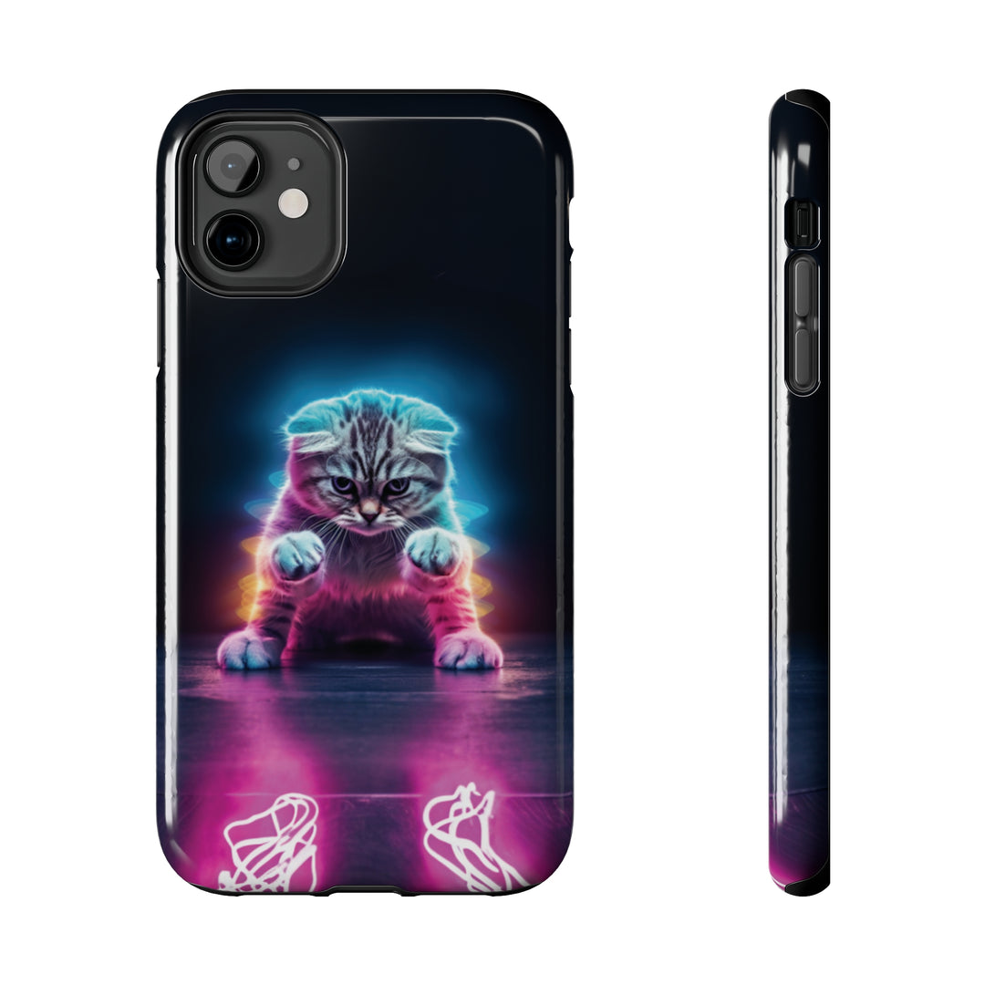 Pink Neon Cat Tough iPhone Cases MADEE'S EXCLUSIVES - Madee's Boutique Phone Case Printify Accessories aesthetic mobile coveraesthetic phone casesiPhone 11