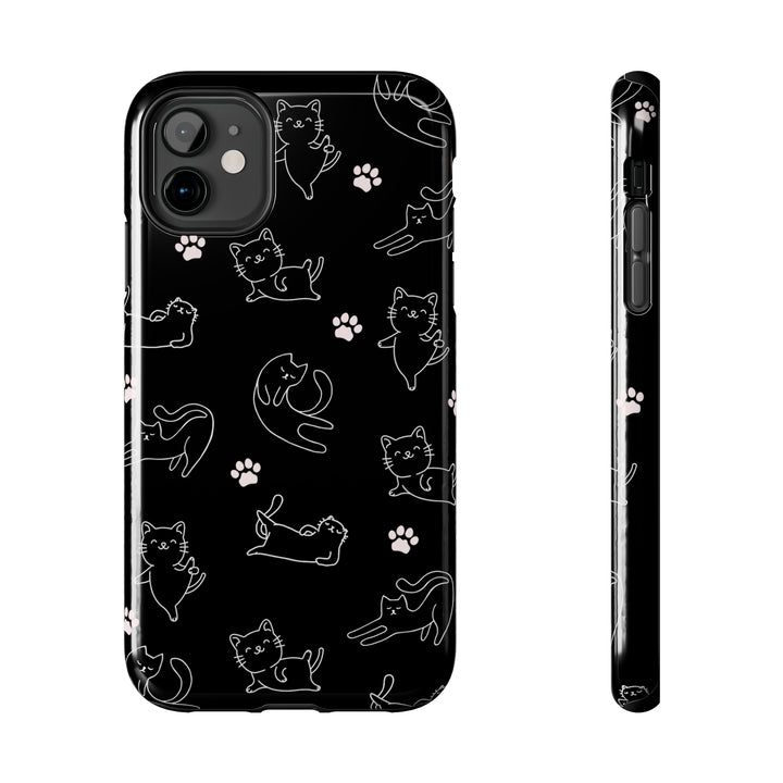 Yoga Cat Black and White Tough iPhone Cases - Madee's Boutique Phone Case Printify Accessories aesthetic mobile coveraesthetic phone casesiPhone 11