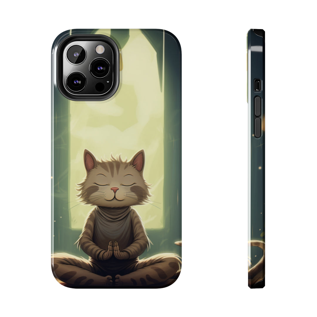 Grey Meditation Cat Tough iPhone Cases MADEE'S EXCLUSIVES - Madee's Boutique Phone Case Printify Accessories aesthetic mobile coveraesthetic phone casesiPhone 12 Pro Max