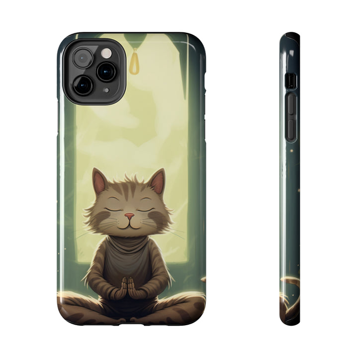 Grey Meditation Cat Tough iPhone Cases MADEE'S EXCLUSIVES - Madee's Boutique Phone Case Printify Accessories aesthetic mobile coveraesthetic phone casesiPhone 11 Pro Max