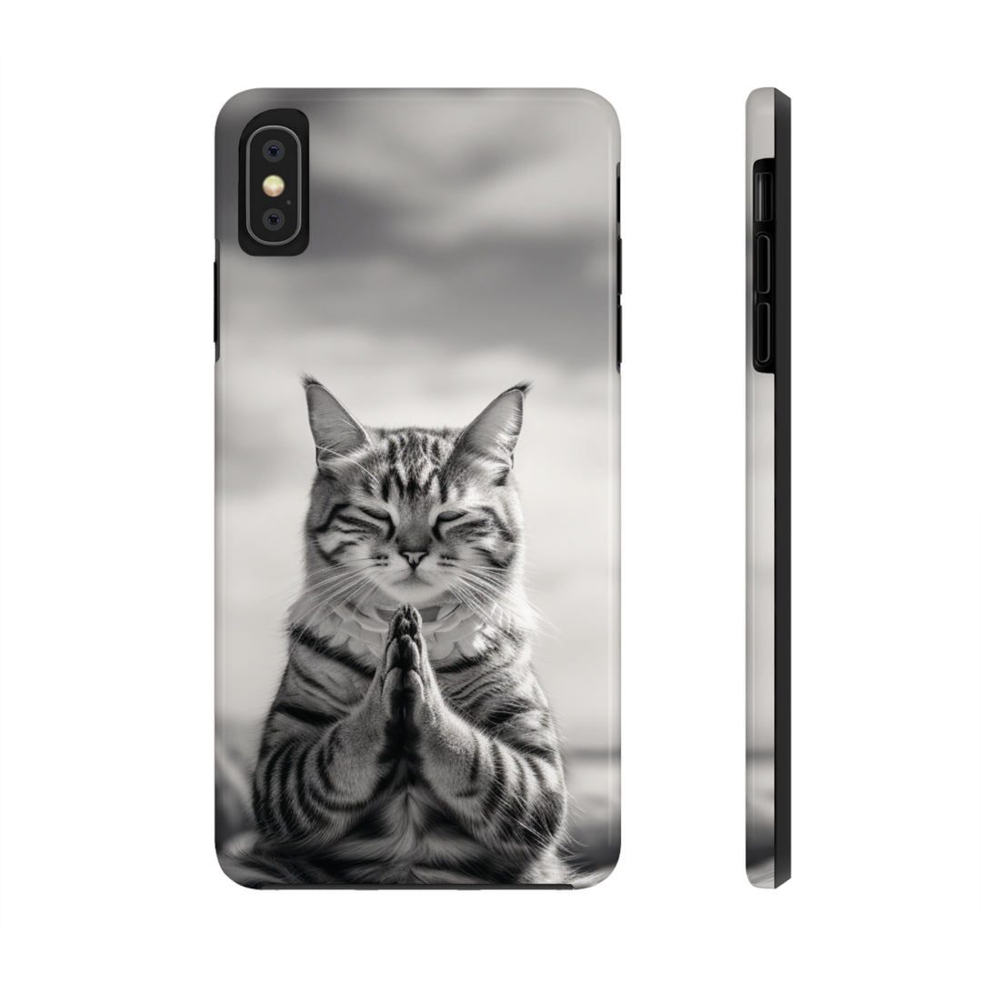 Meditation Cat Black and White Tough iPhone Cases MADEE'S EXCLUSIVES - Madee's Boutique Phone Case Printify Accessories aesthetic mobile coveraesthetic phone casesiPhone XS MAX