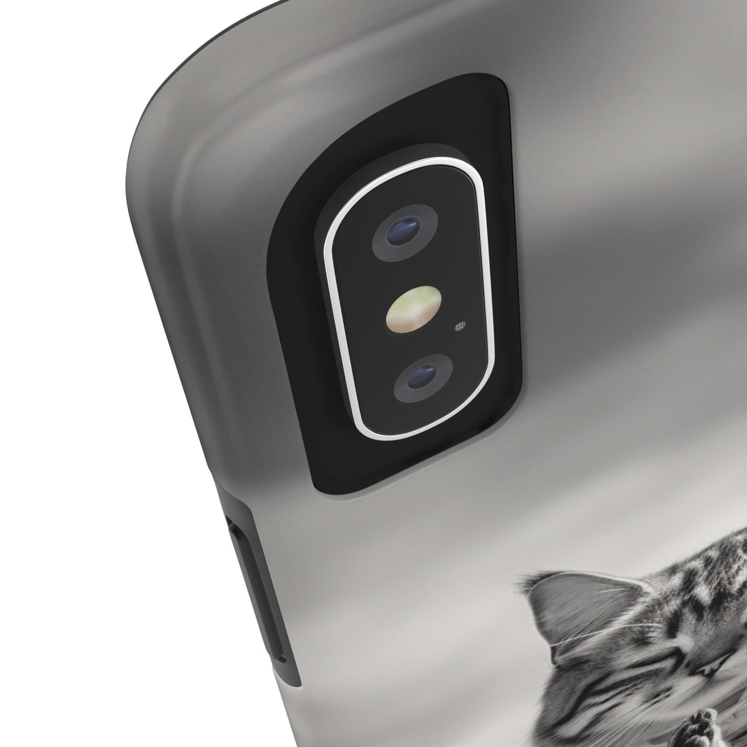 Meditation Cat Black and White Tough iPhone Cases MADEE'S EXCLUSIVES - Madee's Boutique Phone Case Printify Accessories aesthetic mobile coveraesthetic phone casesiPhone 12 Mini