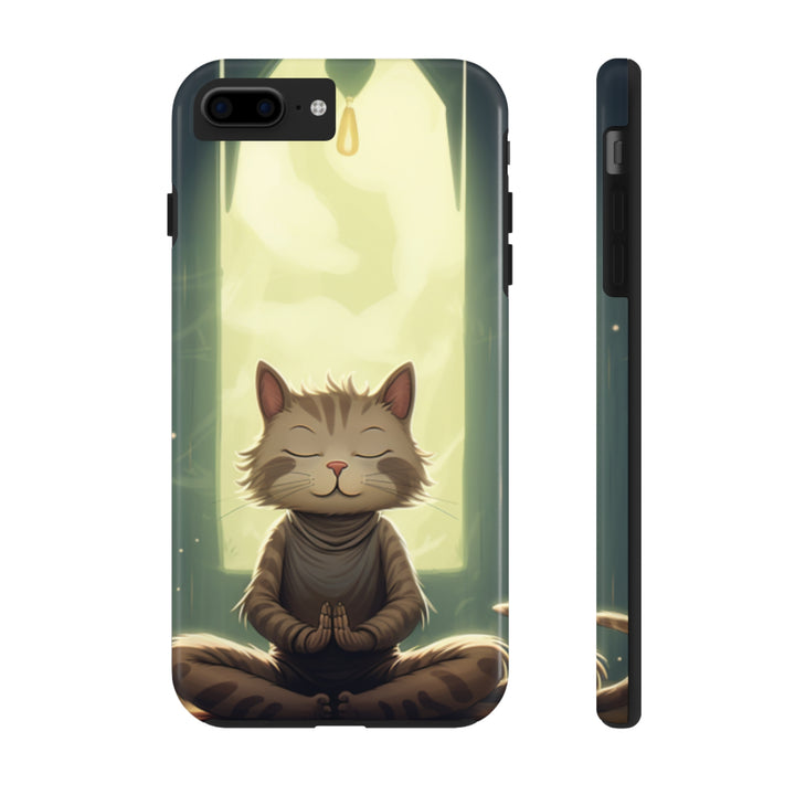 Grey Meditation Cat Tough iPhone Cases MADEE'S EXCLUSIVES - Madee's Boutique Phone Case Printify Accessories aesthetic mobile coveraesthetic phone casesiPhone 7 Plus, iPhone 8 Plus