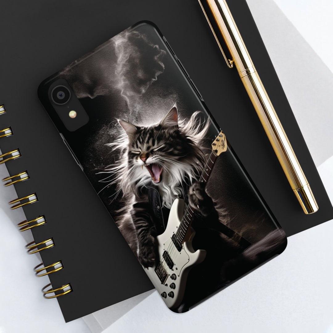 Cool Cat Playing Guitar Music Tough Phone Cases MADEE'S EXCLUSIVES - Madee's Boutique Phone Case Print On Demand Partners Accessories aesthetic mobile coveraesthetic phone casesiPhone 14