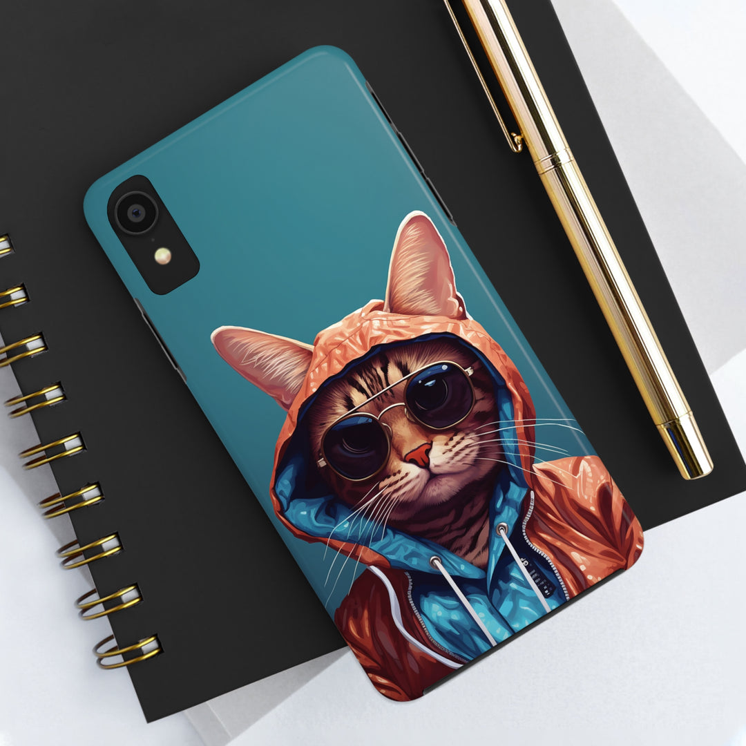 Cool Cat Tough IPhone blue Cases MADEE'S EXCLUSIVES - Madee's Boutique Phone Case Print On Demand Partners Accessories aesthetic mobile coveraesthetic phone casesiPhone 14