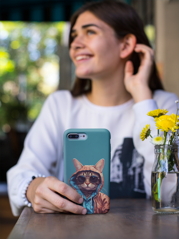 Cool Cat Tough IPhone blue Cases MADEE'S EXCLUSIVES - Madee's Boutique Phone Case Print On Demand Partners Accessories aesthetic mobile coveraesthetic phone casesiPhone 14