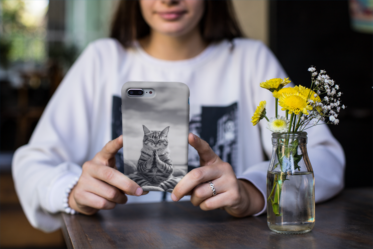 Meditation Cat Black and White Tough iPhone Cases MADEE'S EXCLUSIVES - Madee's Boutique Phone Case Printify Accessories aesthetic mobile coveraesthetic phone casesiPhone 14