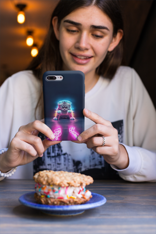 Pink Neon Cat Tough iPhone Cases MADEE'S EXCLUSIVES - Madee's Boutique Phone Case Printify Accessories aesthetic mobile coveraesthetic phone casesiPhone 14