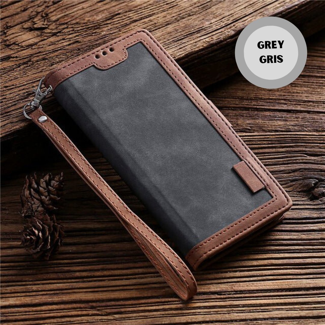 Iphone Cardholder Case Retro Stitching Mobile Phone Leather Case - Madee's Boutique Phone Case Madee's Boutique adhesive card holder for phone anniversary gift for husbandanniversary gift ideasGreyIPhone XR