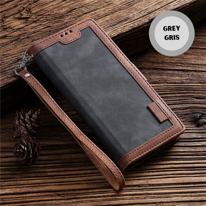 Iphone Cardholder Case Retro Stitching Mobile Phone Leather Case - Madee's Boutique Phone Case Madee's Boutique adhesive card holder for phone anniversary gift for husbandanniversary gift ideasGreyIPhone XR
