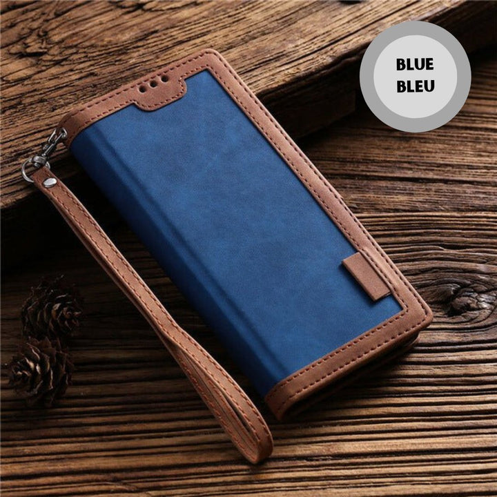 Iphone Cardholder Case Retro Stitching Mobile Phone Leather Case - Madee's Boutique Phone Case Madee's Boutique adhesive card holder for phone anniversary gift for husbandanniversary gift ideasBlueIPhone XR
