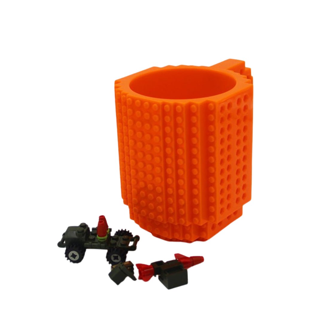 Unique LEGO Compatible Mug DIY Block Puzzle Mug - Madee's Boutique Mugs Madee's Boutique amazon lego coffee mug anniversary gift ideasanniversary giftsOrange